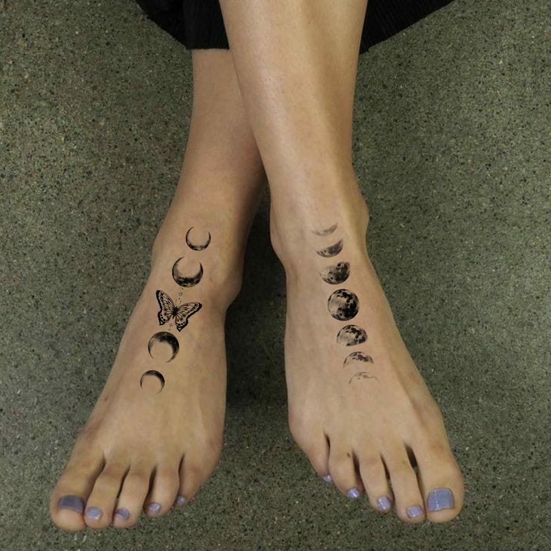 34 Sheets Temporary Tattoos Stickers, 10 Sheets Fake Body Arm Chest Shoulder Tattoos for Men or Women with 24 Sheets Tiny Black