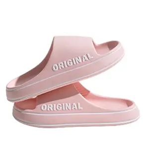 Feslishoet Women Letter Slippers Beach Slides Solid Color Mens Thick Sole Indoor Bathroom anti Slip Shoes Summer Couple Sandals QUEEY HOME