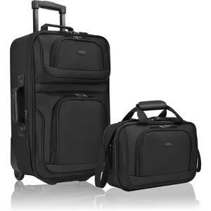 U.S. Traveler Carry-on Luggage Lightweight Softside Suitcase, Black, Set