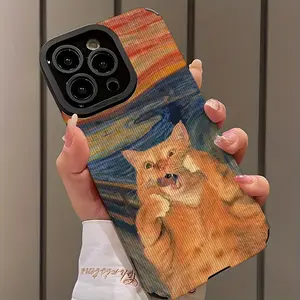 Vintage Oil Painting Cat Design Aesthetic Decorative Smartphone Protector Shockproof Ultra-Thin Phone Case for iPhone 17/16/15/14/13/12/11/plus/pro Max, Dust-Proof Gift Idea, Accessories
