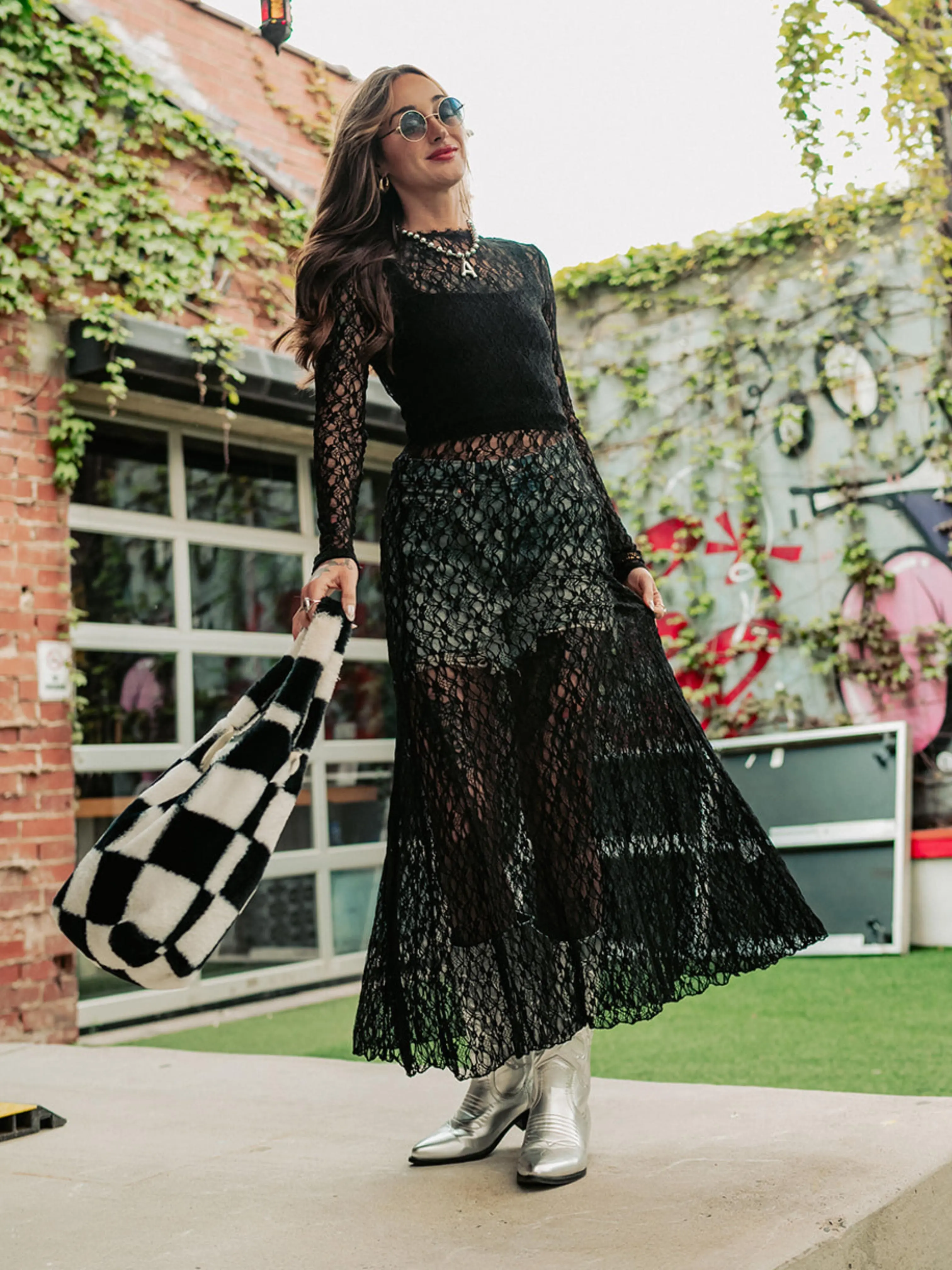 SHE'S WITH THE BAND LACE MAXI DRESS
