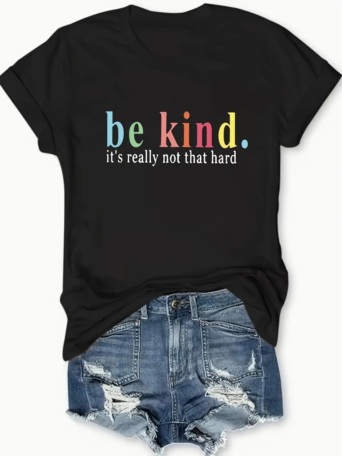 4 Styles Women Vintage Graphic T-Shirt, Be Kind Colorful Star Blame It All On My Roots Distressed Slogan Tee, 100% Cotton 180g Unisex Viral Casual Everyday Gift Top S-3XL