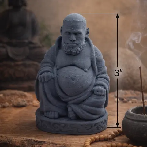 LeBron James Buddha Gag Statue 3D Printed Collectible Decor Figure Funny Matte Gray Display Collectible Figurine Religious Ornaments