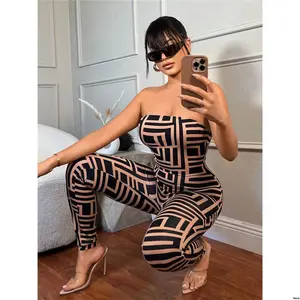 Jumpsuit Strapless Fashion Printed s Women tiktok SXY