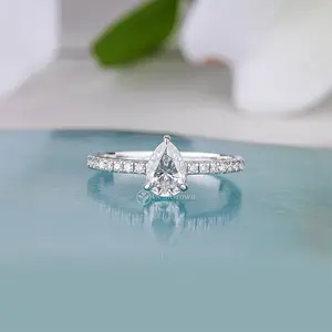 0.75ct Pear Shaped Solitaire Engagement Ring