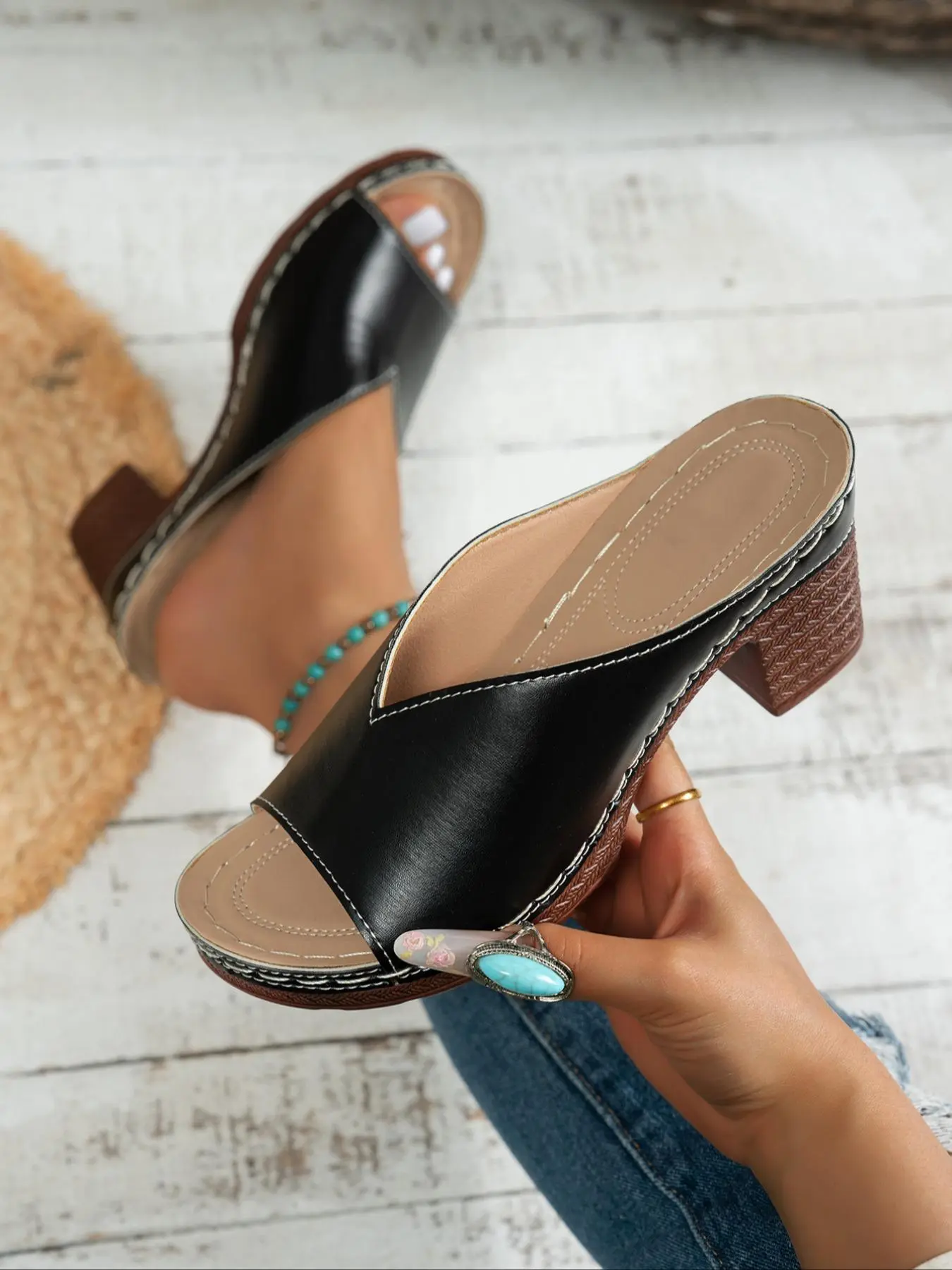 Women's Fashionable Solid Color Platform Sandals, Casual Comfortable Comfy Peep Toe Sandals for Beach, Fashionable Shoes for Daily Wear, Girl, Footwear, Summer Beach Sandals