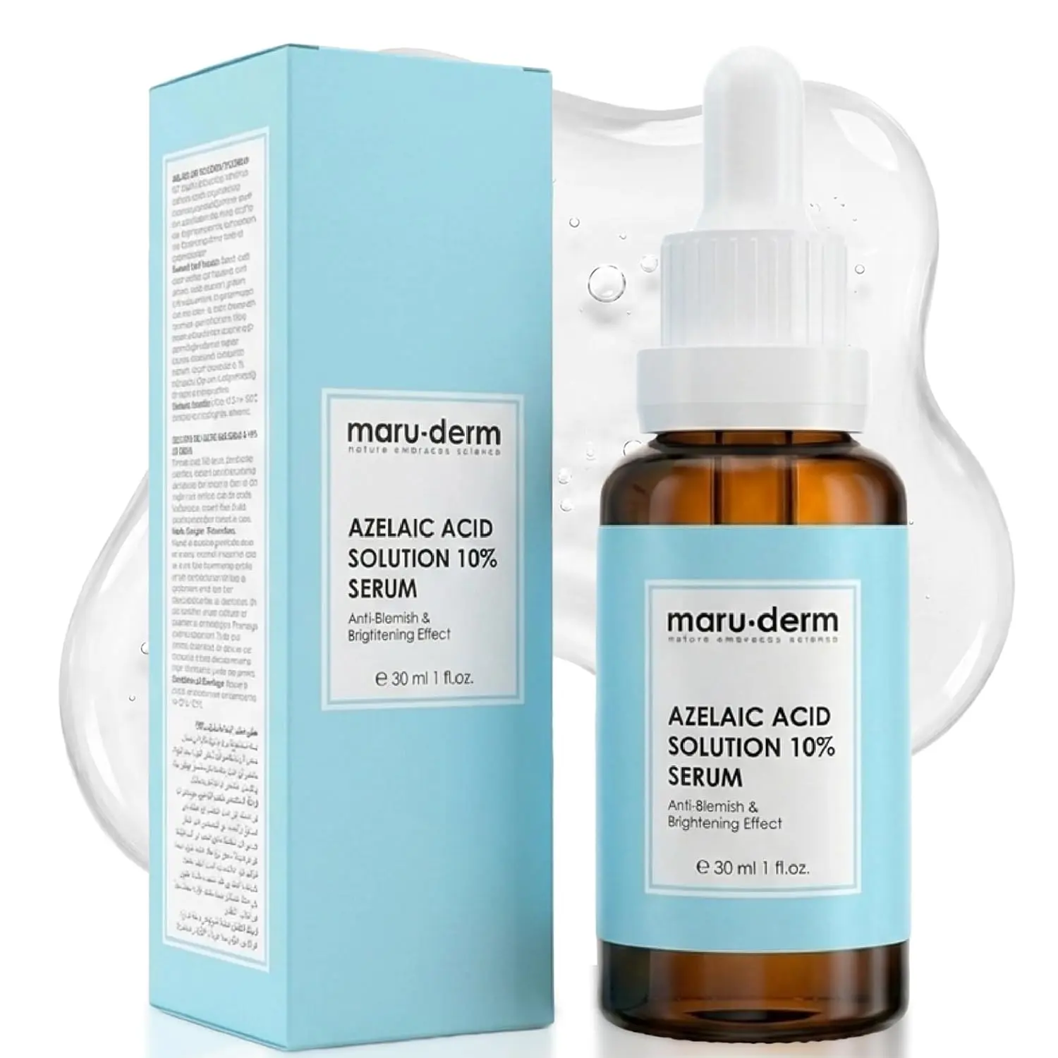 Maruderm Azelaic Acid 10% Solution Serum — Skin-Brightening Face Serum to Reduce the Look of Blemishes & Improve Uneven Tone — Hydrating, Vegan, Fragrance Free, 1.00 Fl. Oz. (30 mL)
