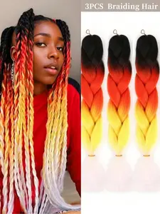 3PCS/Pack 24" Synthetic Heat-Resistant Braiding Hair Extensions, Soft Synthetic Fiber, Multicolor Braids for Men & Women, Perfect for Daily Wear, Festivals & Parties