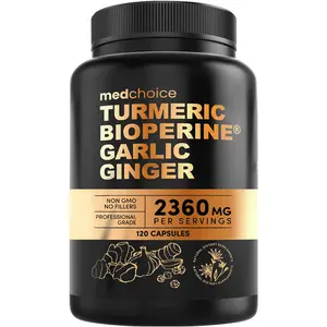 4-in-1 Natural Turmeric Curcumin w Bioperine Supplement | Ginger Root, Garlic Pills, Black Pepper | Optimum Joint Pain Heart Health Fitness Healthcare