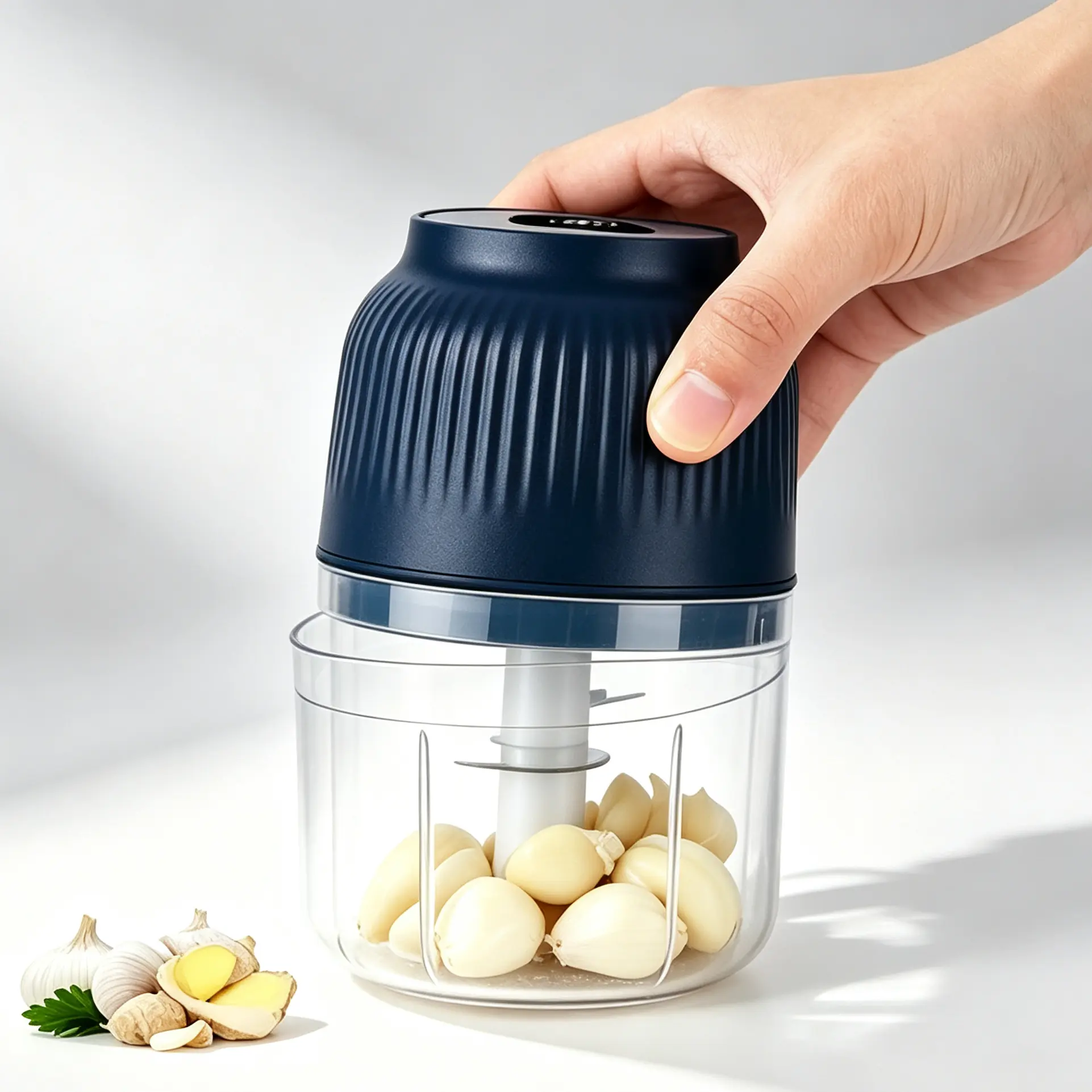 Mini Wireless USB Rechargeable Food Processor, 1-Touch Garlic Chopper with Powerful Stainless Steel Blade, Multipurpose Meat Veggie Nut Mincer, Compact  Gadget for Home Camping tool heavy-duty shredder twist