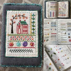 Linen Book DIY Embroidery Kit Beginner Hand Stitching Beautiful Cover