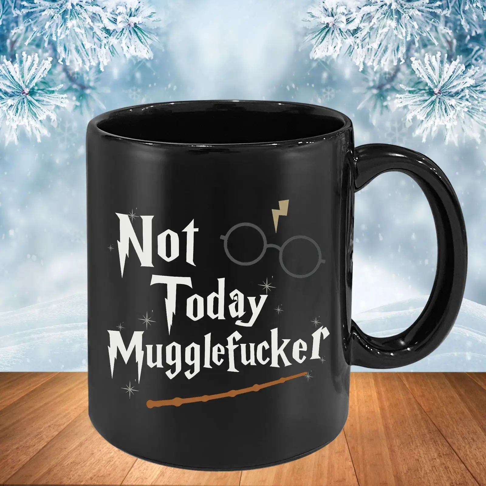 11oz Ceramic Wizard Themed Coffee Cup - "Not Today" Design Drinking Mug for Wizarding Fans, Microwave & Dishwasher Safe, Durable Stylish Kitchen Drinkware