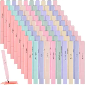 100 count  Highlighters with Soft Cute Aesthetic No Bleed Inspirational Highlighter Chisel Tip Pastel 10 Assorted Color Marker for School  Study Journaling Supplies(Soft Color)