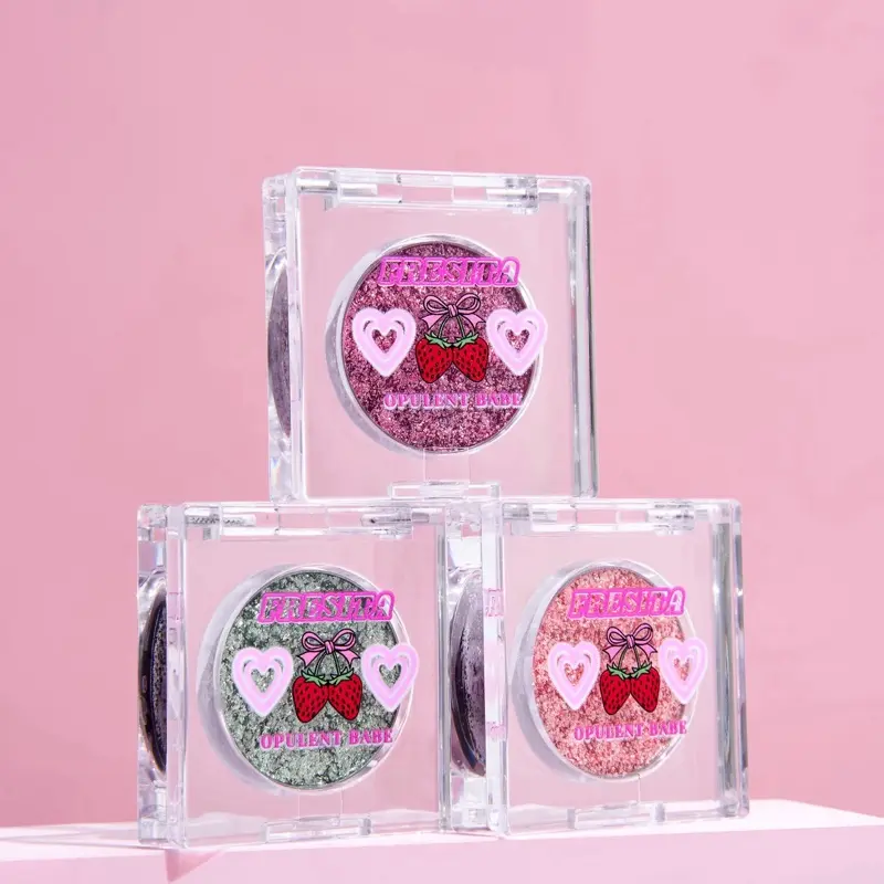 Fresita Duochrome Eyeshadow Pots - Strawberry Theme, Berry Pink Green Shimmer Shades, Single Cosmetic Eye Makeup, Cruelty-Free, Ultra Reflective Iridescent, Smooth Blendable