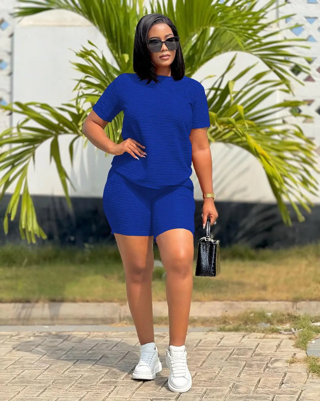 USBOUTIQUECHIC Two Piece Lounge Sets - Casual Summer Outfits for Women, 2 Piece Short Matching Clothing Set, Perfect for Lounging & Casual Outings - Womenswear