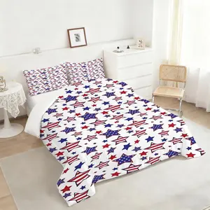 Patriotic Star and Stripes Comforter Set, American Flag Inspired Bedding Set, Soft and Cozy Quilt for Bedroom Decor, Perfect for Independence Day and All-American Home Style, Includes 1 quilt, with 1 or 2 Pillowcase No Pillow Core