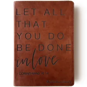 Personalized NLT Super Giant Print Bible - Brown - Let All That You Do Be Done in Love - Hand Lettered and Engraved