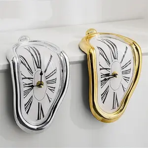 Ultra Realistic Melting Distorted Wall Clock with Roman Numerals Battery Powered AA Clock for Living Room Bedroom Study Home Decor Unique Gift Idea
