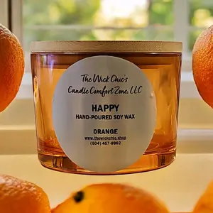 The Wick Chic's Candle Comfort Zone, LLC Happy-Orange Scented Soy Wax Candle - Decor, Ornaments