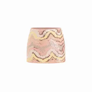Cider Sequin Low Rise Wave Zipper Mini Skirt