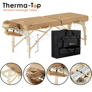 Master Massage 30" Full Size Phoenix Therma Top Portable Massage Table Package (Built in Heating Pads)- Esthetician Bed- Folding Foldable Beauty Salon Tattoo Facial Lash Bed with Heated Top-Cream
