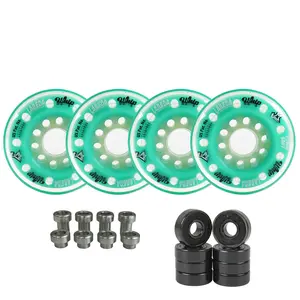 Labeda Whips Roller Hockey Wheels - Teal Soft 80mm - 4-Pack with Evo Spacers and Hybrid Ceramic Bearings