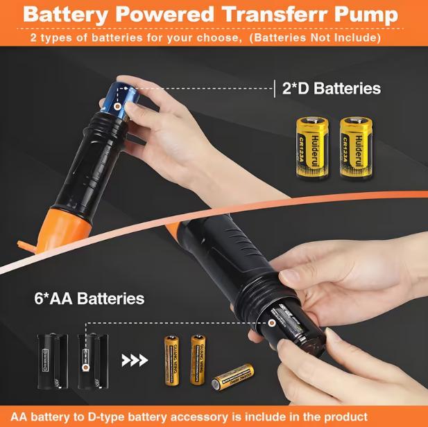 Portable Transfer Pump, Battery Operated Electric Siphon Pump-Easy to Use Hand Fuel Pump, Multi-Use Siphon Fuel Transfer Pump