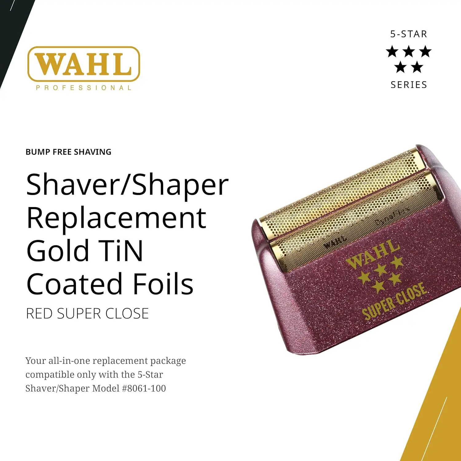 WAHL Professional 5 Star Series Cordless Clipper Shaver/Shaper Replacement Foil - 0-Gap Cut, Super Close Shaving, Hypo-Allergenic Gold, Precise, Compatible with Clippers, Trimmers for Face, Hair