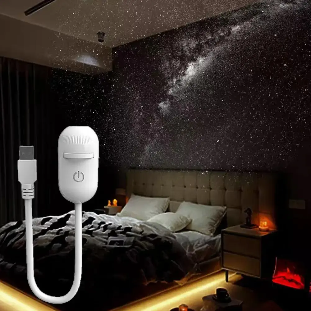 USB galaxy Projector Night Light 2-in-1 Mini Galaxy 360° Rotate LED Starry Sky Ambient Lamp For Party Home Saturn Decoration