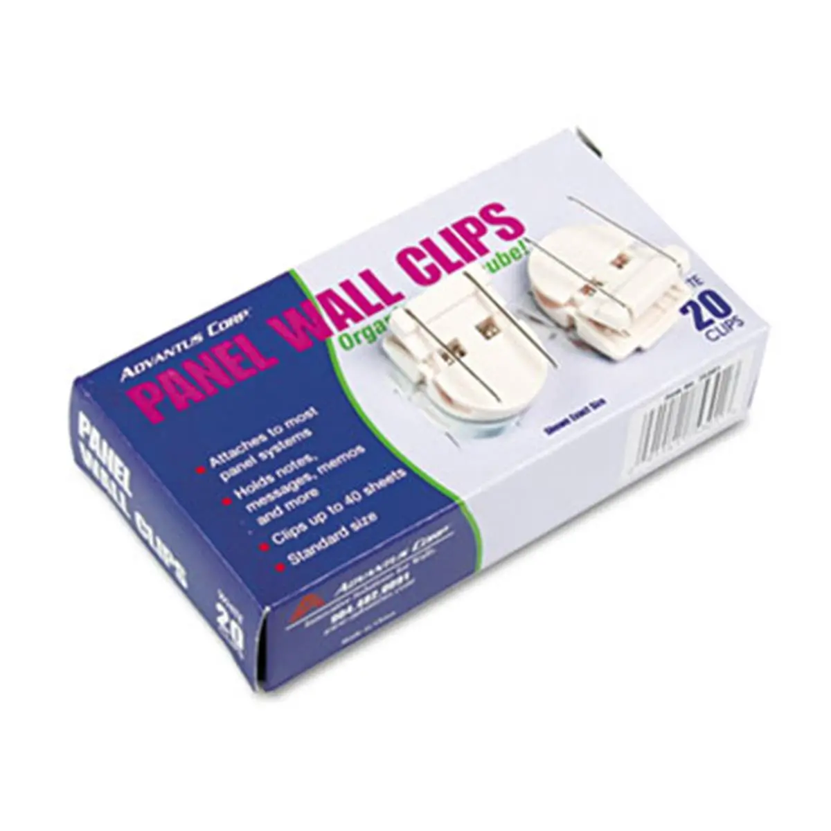 Panel Wall Clips for Fabric Panels - White - Standard Size - 20-Pack