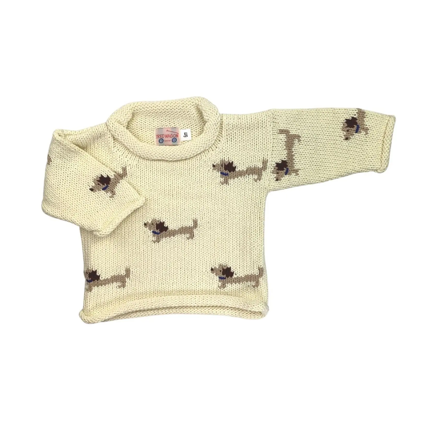 Ivory Dachshunds Roll Neck Sweater