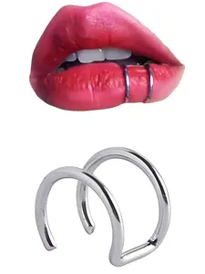 Stylish Low Allergy Stainless Steel Lip Ring, Sexy Minimalist Fake Piercing Body Jewelry, Perfect for Daily Wear & Parties