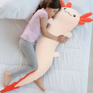 48" Giant Glow in The Dark Axolotl Plush Pillow, Super Soft Long Stuffed Animal Body Pillow for Kids, Teens, Girls, Bedroom Decor & Gift