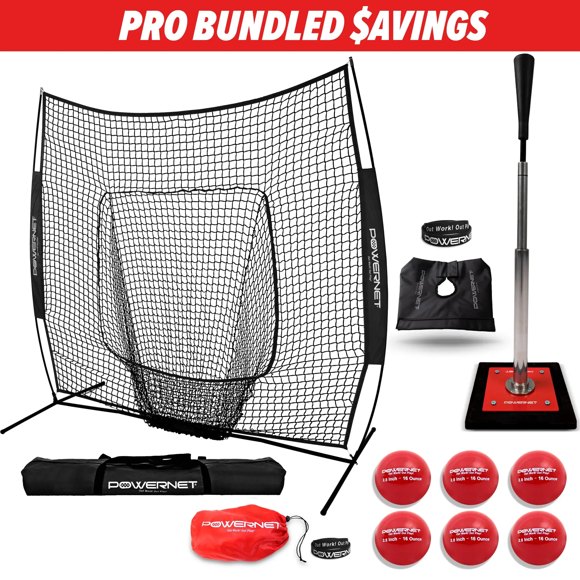 Pro Training Bundle | 7x7 Net, Batting Tee & Weighted Balls (Black)