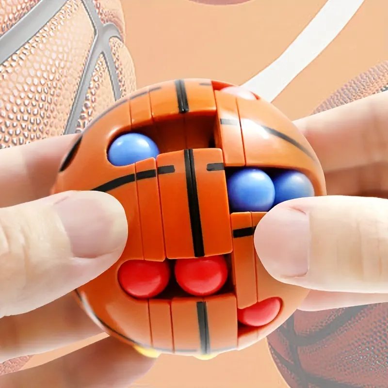 Unisex Ball Shape Stress Relief Sports Toy - Basketball, Soccer, Tennis Themed Rolling Fingertip Spinner for Children with Colorful Beads, Lanyard for Easy Carrying, Abs-Infused Novelty Toy, Sports Toys