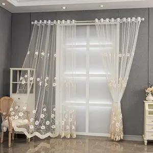 2pc New Embroidered Faux Fur Curtains Set, Ready-To-Install Sheer Drapes for Bedroom Living Room Balcony, Easy Installation