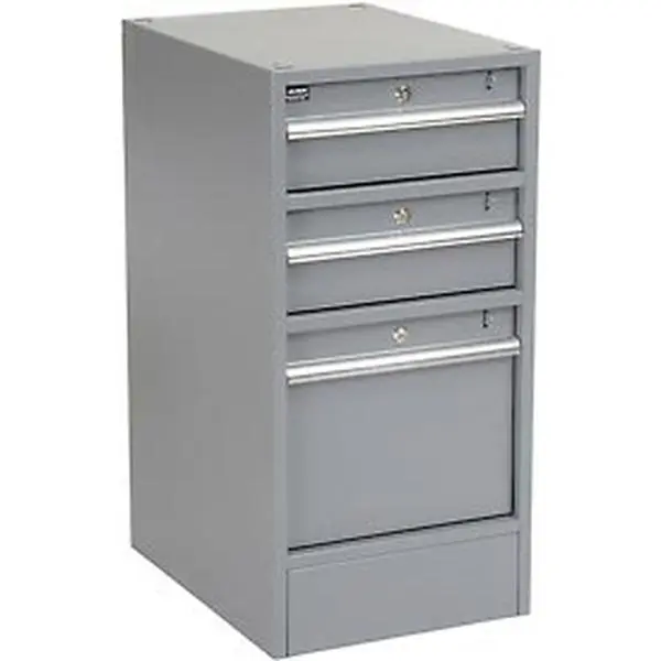 Global Industrial 606960 Premium 3 Drawer Workbench Pedestal with Built-In Base
