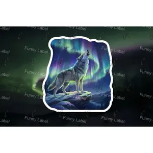 Northern Lights Glow-in-the-Dark Wolf Sticker