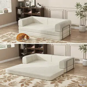 Garvee Convertible Sleeper Sofa Bed with Corduroy Fabric, High-Density Sponge, Fixed-Shape Frame; Modular Design Ideal for Living Room, Lounge, Studio; Dimensions: 78.7 x 39.4 x 29.6 Inches