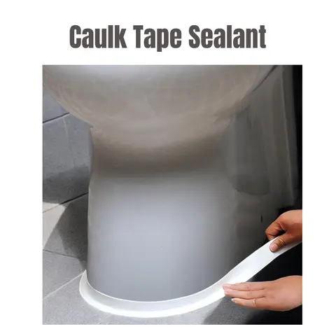 White Bath & Kitchen Caulk Tape Sealant Strip - PVC Self Adhesive Waterproof Tape for Tub and Wall Sealing
