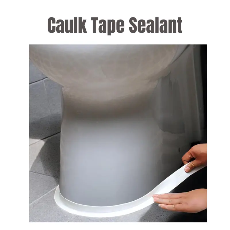 White Bath & Kitchen Caulk Tape Sealant Strip - PVC Self Adhesive Waterproof Tape for Tub and Wall Sealing