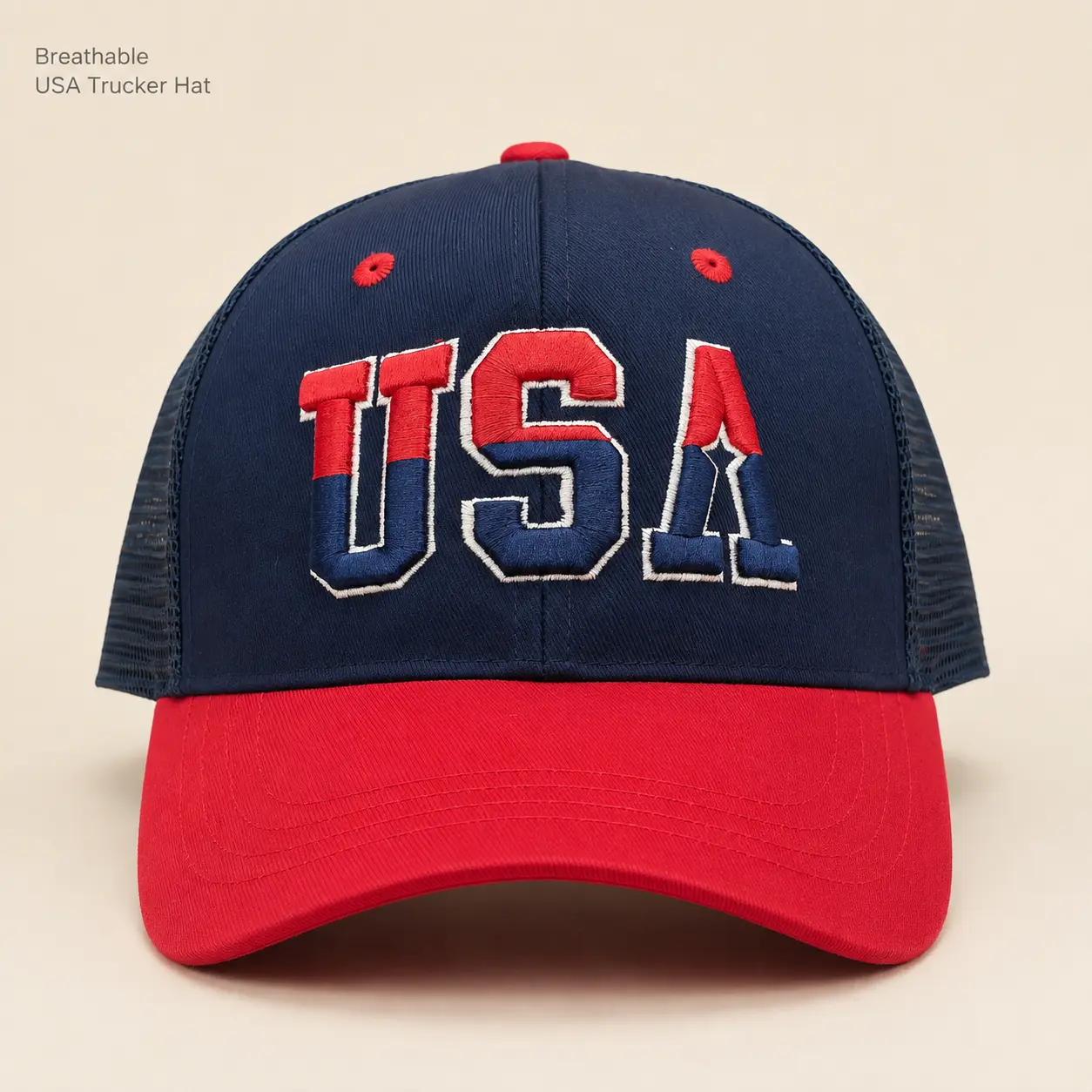 USA Embroidered Breathable Mesh Trucker Hat Adjustable Snapback Baseball Cap Summer Outdoor Sports Daily Wear Hat for Men Women, Shipped From US Warehouse 3-Day