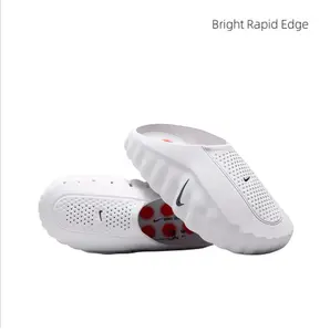 White Mule Slides, Red Cushioning Massage Outsole, Perforated Upper, Pre-Game Recovery Tech Slides