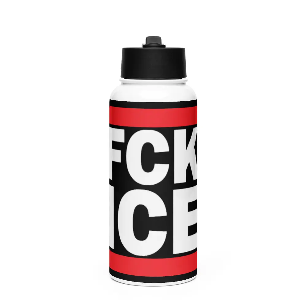 FCK ICE Water Bottle with Straw Lid | Abolish ICE Stainless Steel Flask | Pro-Immigrant Activist Gift | Social Justice Drinkware | 32oz Cap