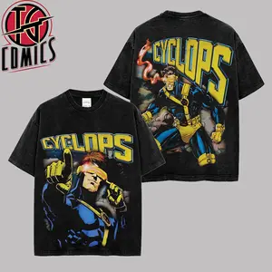 [IG] 90s Cyclops Mutant Leader Premium Washed Cotton T-Shirt (Made In US), Scott Summers MCU Comic Graphic Tee, Super Hero MCU Universe Comics Book Fans Shirt, Comic Book Outfit, Gift For Hero Fans