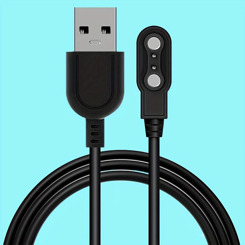 Magnetic Smart Watch Charger with 2-Pin Spacing, 4.0mm, High-Speed USB Cable - Safe Replacement, Black, Portable Charging Solution for Fitness Trackers and Wearables, Wearable Charging Station|   Sleek Charger Design|   Durable Cable, Smartwatch Charger