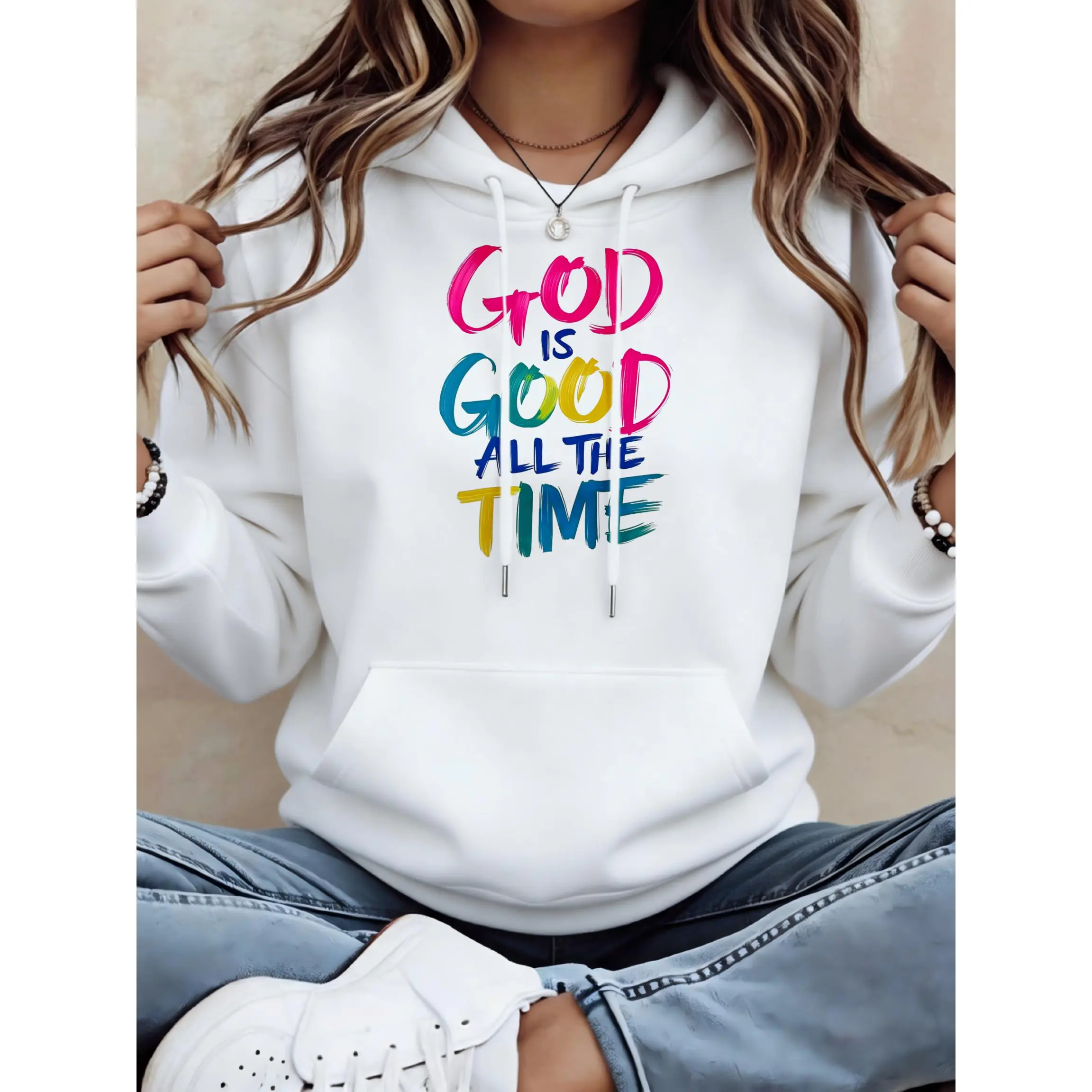Women's God Is Good All The Time Unisex Oversized Hoodie | Soft Breathable Cotton Blend Pullover | Trendy Cozy Loungewear & Streetwear For Daily, Gym, Travel & Fall Vibes-1