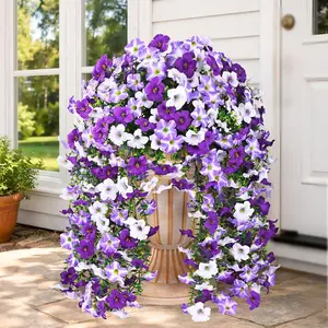 Realistic Artificial Flowers for Outdoors, 2 PCS Full UV Resistant Artificial Flowers, Large Size Faux Flowers for planters Fake Flowers Plants for Porch, Front Door,