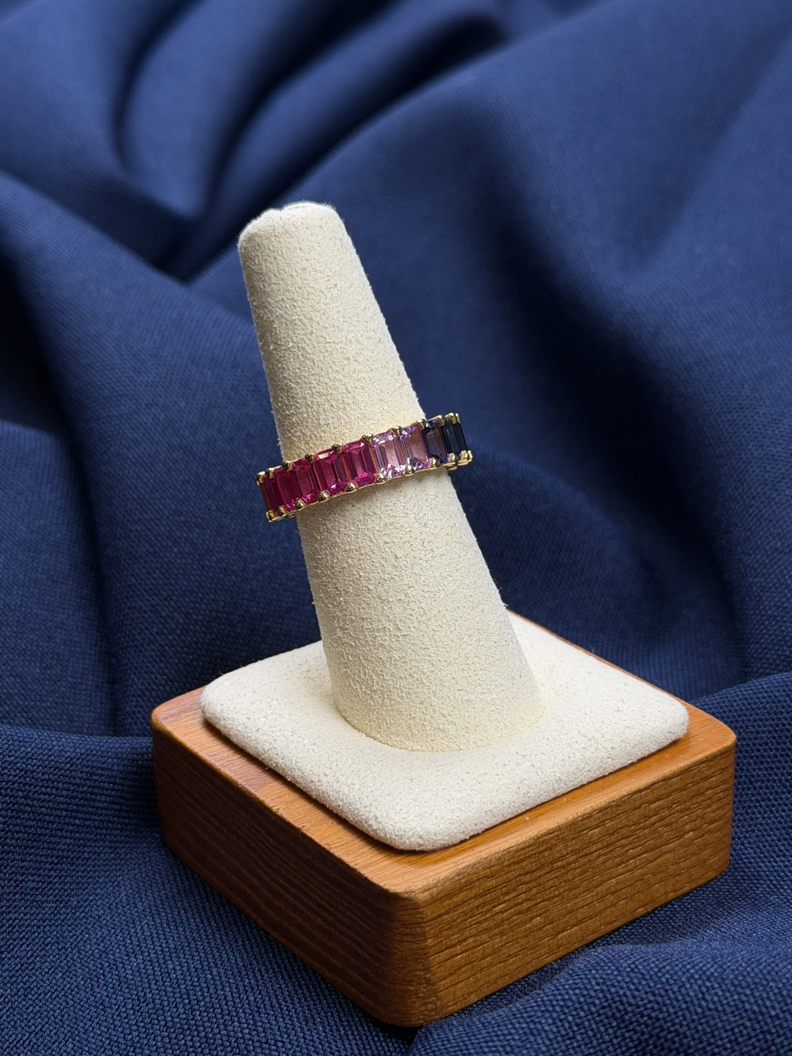 Size 7 Certified Lab Grown Octagonal Sapphire Ring