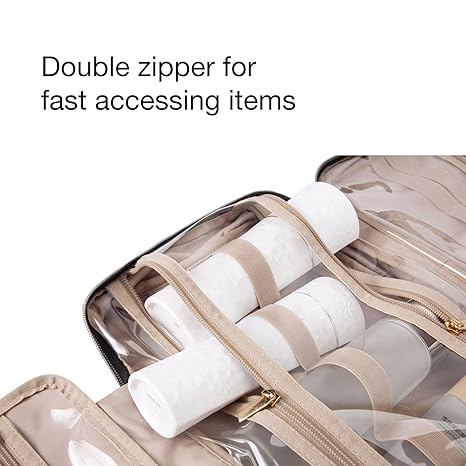 Large Toiletry Bag Travel Bag with Hanging Hook, Water-resistant Makeup Cosmetic Bag Travel Organizer for Accessories, Shampoo, Full Sized Container, Toiletries